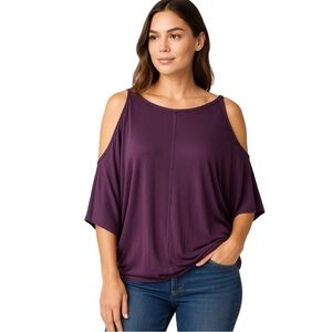 MICHAEL STARS Cold Shoulder Top in Royal Purple